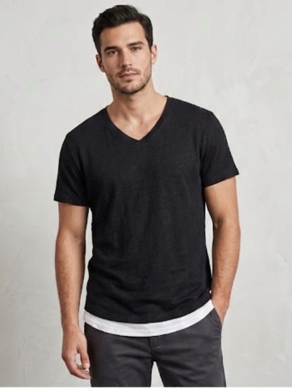 David Naman Black T-Shirt with white bottom trim - Sz XL